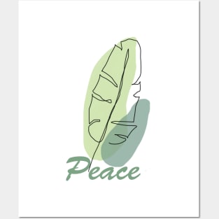 Green leaf with peace, inspirational meanings Posters and Art